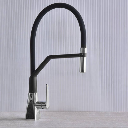 Foster FL 8521000 Miscelatore Monocomando Cucina Nero Cromato Doccia Snodabile 360° Bocca Girevole