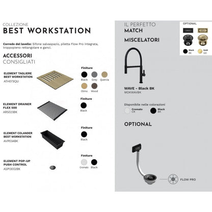 ELLECI BEST 360 LKB36089 Lavello 1 Vasca Sopratop Keratek Tortora cm. 86 x 51