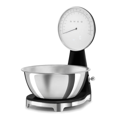 SMEG KSF01BLWW Bilancia Cucina Digitale Analogica con Nera Ciotola Inox 1,8 L