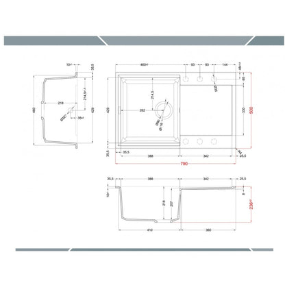 Elleci Easy 300 LGY30062 Lavello 1 Vasca con Gocciolatoio Reversibile Sopratop Granitek Bianco Antico 79 x 50 cm