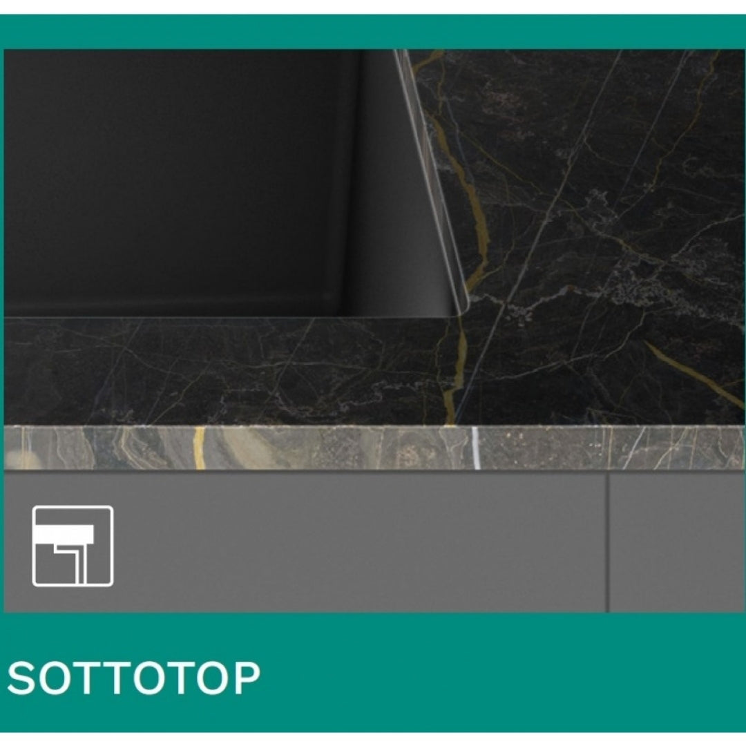 ELLECI QUADRA LGQ10051BSO Lavello Incasso 1 Vasca Sottotop Granitek Avena cm. 38×44