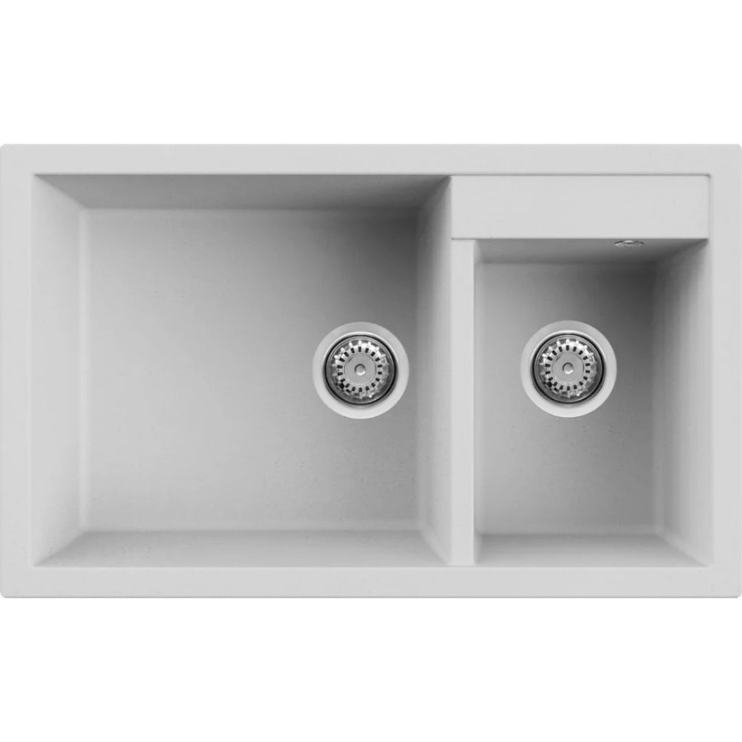 Elleci QUADRA 440 LGQ44068 Lavello Incasso Sopratop 2 Vasche Granitek Bianco Titano mm. 815 x 500