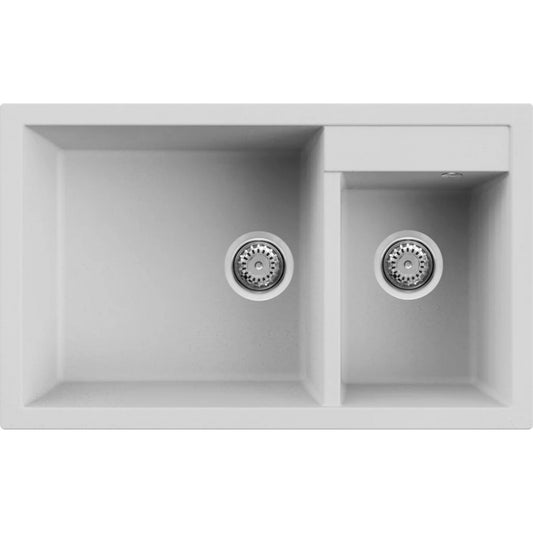 Elleci QUADRA 440 LGQ44068 Lavello Incasso Sopratop 2 Vasche Granitek Bianco Titano mm. 815 x 500