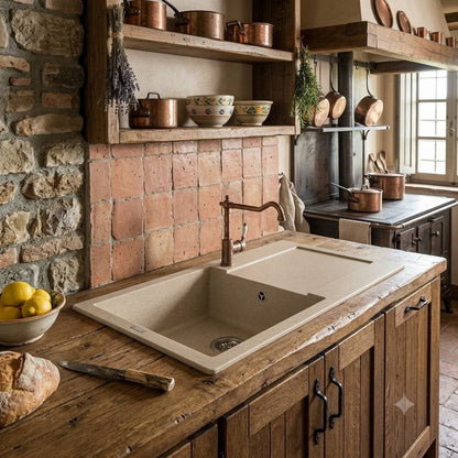 ELLECI EASY 290 LGY29051 Lavello 1 Vasca con Gocciolatoio Reversibile Sopratop Granitek Avena 51 mm. 780 x 435