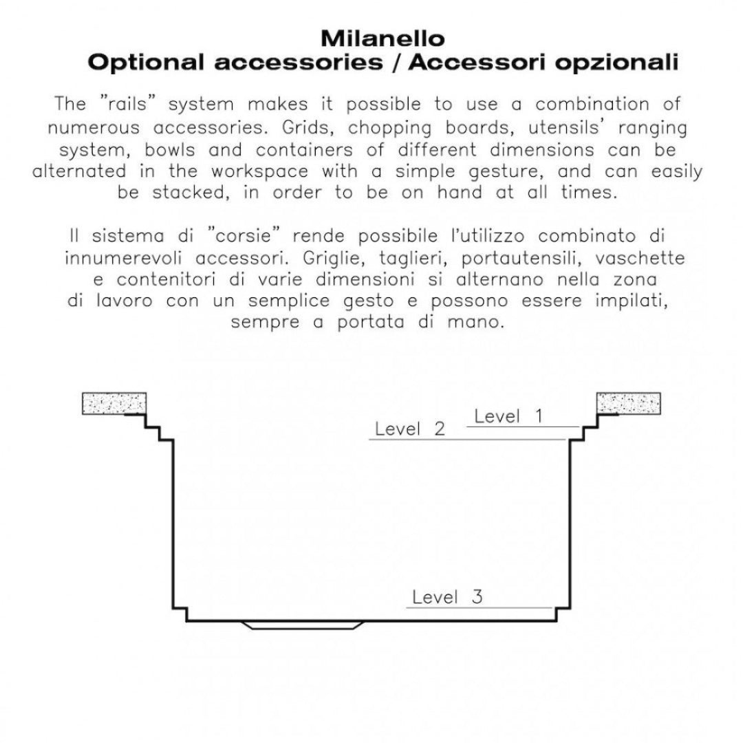 Foster Milanello 1031050 Lavello 1 Vasca Incasso Filotop Acciaio Inox Spazzolato mm 486 x 520