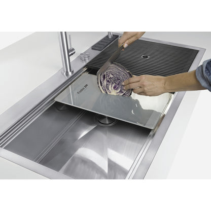 Foster Milano 1011050 Lavello Filotop Acciaio Inox Spazzolato 1 Vasca Diamantata cm. 52 x 56