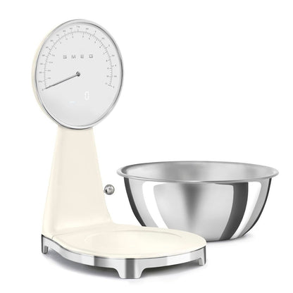 SMEG KSF01CRWW Bilancia da Cucina Digitale e Analogica con Ciotola Inox 1,8 L