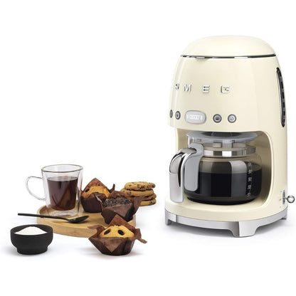 SMEG DCF02CREU Macchina Caffè Filtro 50’s Style 10 Tazze Aroma Regolabile Panna