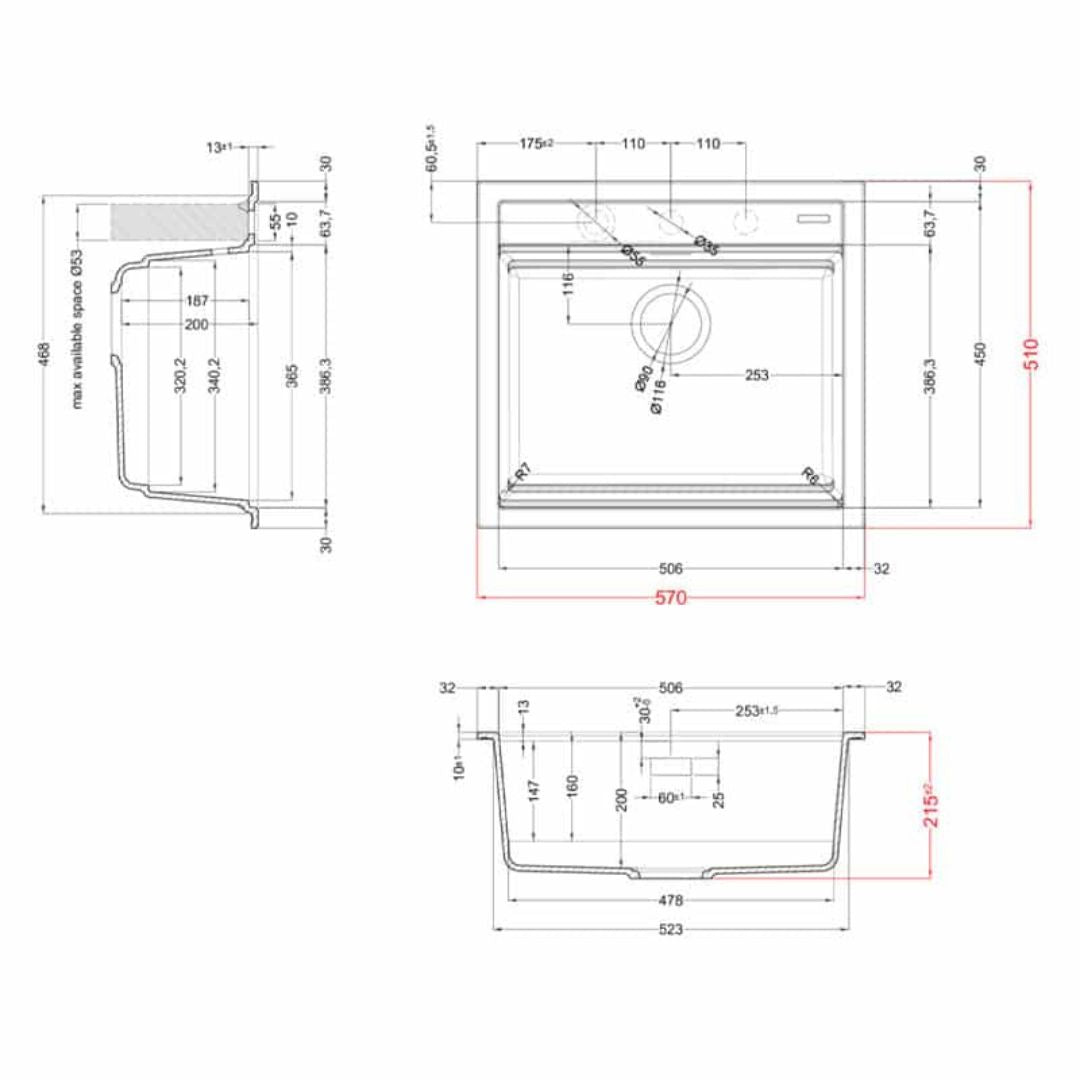 ELLECI BEST 105 LGB10551 Lavello Cucina Incasso Sopratop 1 Vasca  Avena Granitek cm. 57×51
