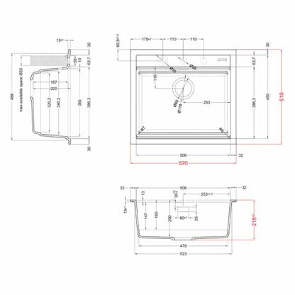 ELLECI BEST 105 LGB10551 Lavello Cucina Incasso Sopratop 1 Vasca  Avena Granitek cm. 57×51