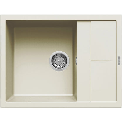 Elleci Unico 125 LGU12562 Lavello 1 Vasca con Gocciolatoio Reversibile Sopratop Granitek Bianco Antico cm. 65 x 50