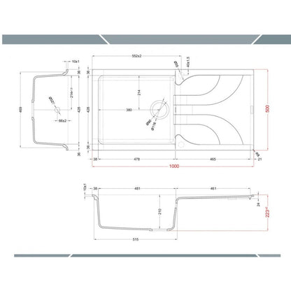 ELLECI EGO 480 LGE48051 Lavello 1 Vasca con Gocciolatoio Reversibile Sopratop Granitek Avena 51 cm. 100 x 50