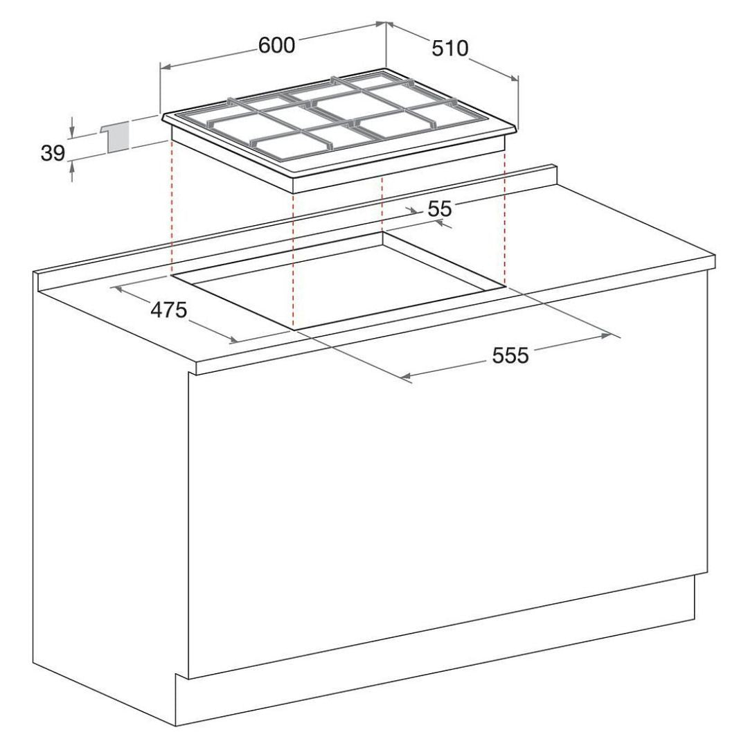 Hotpoint Ariston PCN640TAVR Piano Cottura a Gas Avena 4 Fuochi cm. 60 x 51