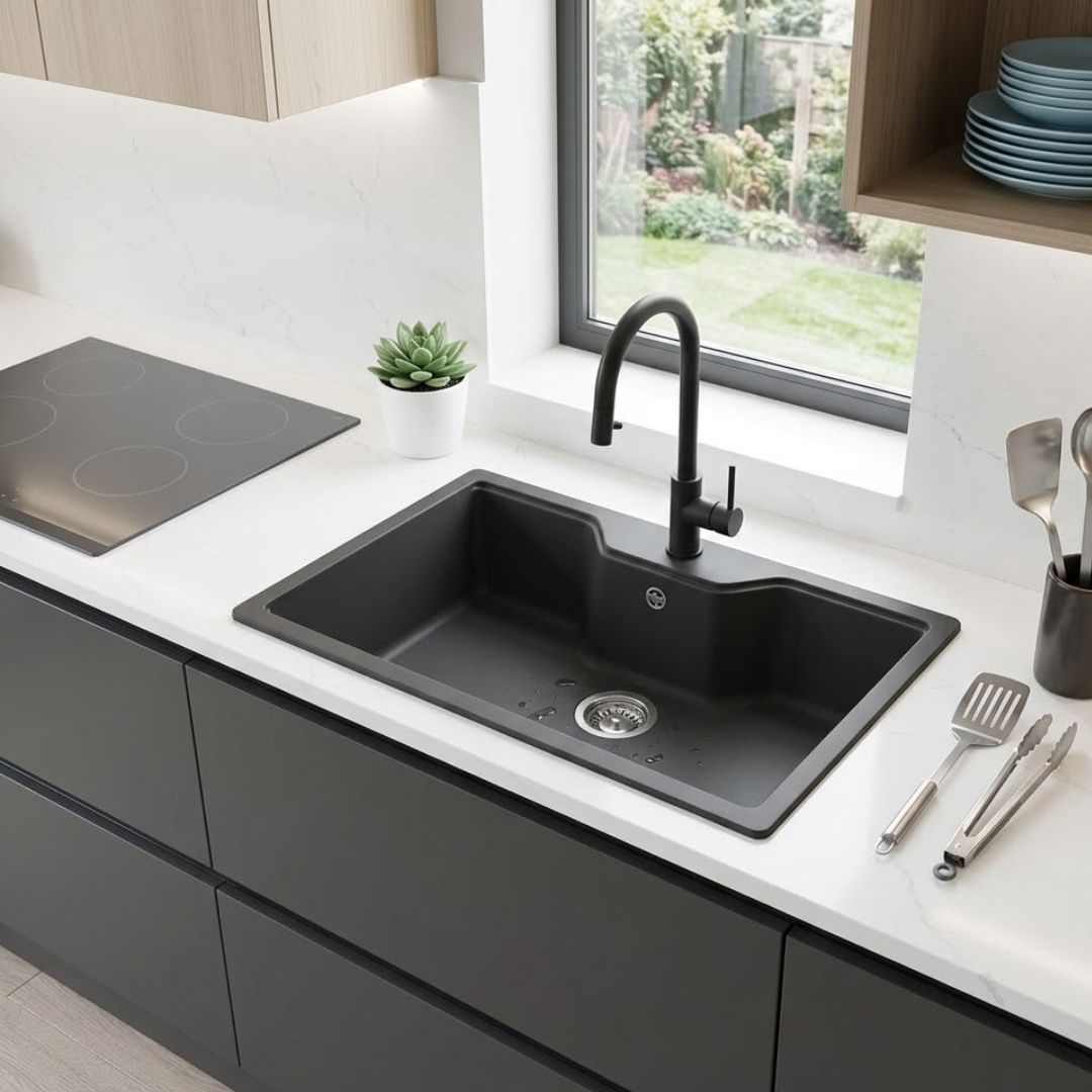 ELLECI FOX 360 LGF36059 Lavello Incasso Sopratop 1 Vasca Sopratop Granitek Antrac86 x 50