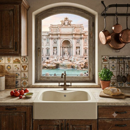 ELLECI FOX 200 LGF20062 Lavello da Incasso 1 Vasca Sopratop Granitek Bianco Antico 62 mm. 584 x 504
