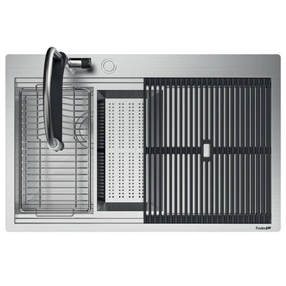 Foster Milanello Workstation 1034050 Lavello 1 Vasca Incasso Filotop Acciaio Inox Spazzolato mm. 806x520