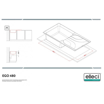 Elleci Ego 480 LGE48068 Lavello 1 Vasca con Gocciolatoio Reversibile Sopratop Granitek Bianco Titano cm. 100 x 50