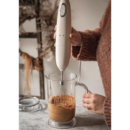 SMEG PED HBF11CREU Frullatore a Immersione Impugnatura Antiscivolo Avvolgicavo Crema 50' Style
