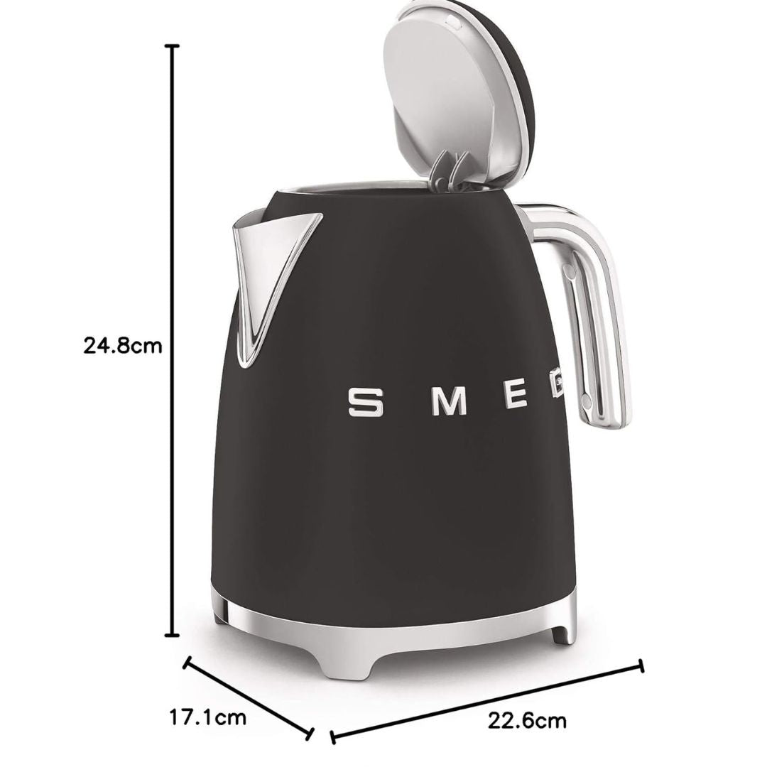 SMEG KLF03BLMEU Bollitore Elettrico Nero 1,7 L Style 50’s Manico Ergonomico