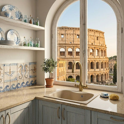 ELLECI FOX 200 LGF20051 Lavello da Incasso 1 Vasca Sopratop Granitek Avena mm. 584 x 504