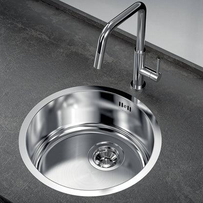 Foster 1130060 Lavello Rotondo 1 Vasca Incasso Sopratop/Filotop Acciaio Inox Spazzolato Ø cm. 42