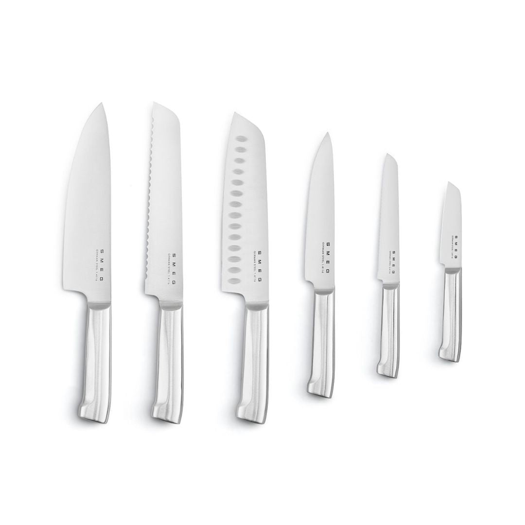 SMEG KBSF02CR Ceppo Portacoltelli Panna con Set 6 Coltelli Inox 50’s Style