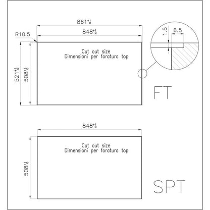 Foster S4001 3367050 Lavello 1 Vasca Incasso Sopratop/Filotop Acciaio Inox Spazzolato cm. 86 x 52