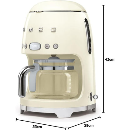 SMEG DCF02CREU Macchina Caffè Filtro 50’s Style 10 Tazze Aroma Regolabile Panna