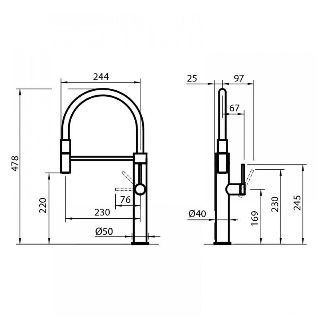 Foster Marine Skin 8424100 Miscelatore Inox Satinato Girevole Doccia Estraibile