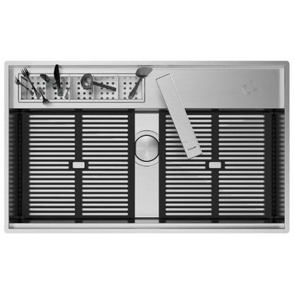 Foster 3780000 Galante Lavello Sottotop 1 Vasca Inox Spazzolato con Canalino cm. 86 x 52