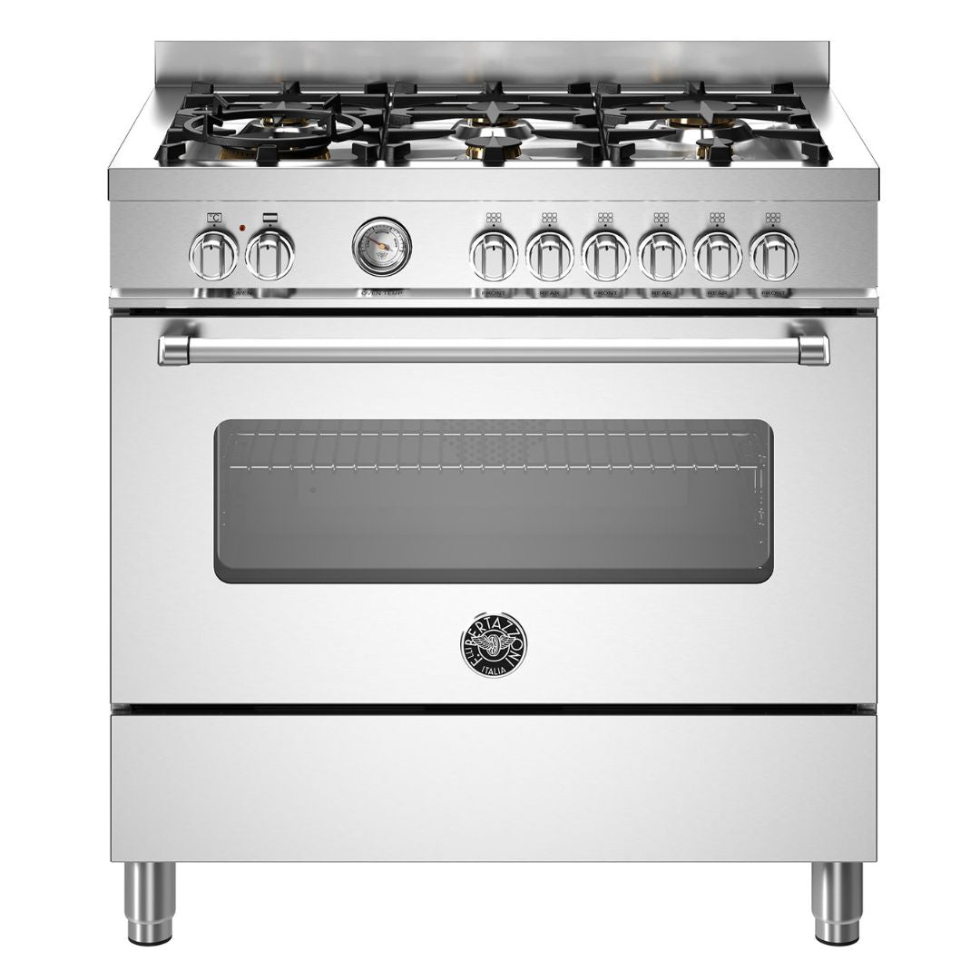 F.LLI BERTAZZONI MPL96L1EXC Cucina 6 Fuochi con Forno Elettrico Acciaio Inox cm. 90 × 60