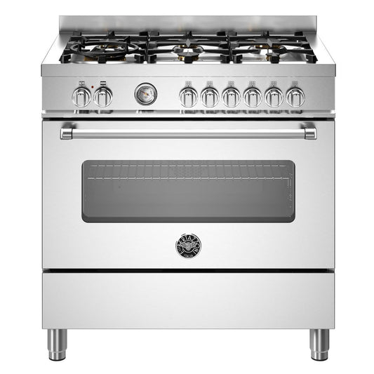 F.LLI BERTAZZONI MPL96L1EXC Cucina 6 Fuochi con Forno Elettrico Acciaio Inox cm. 90 × 60