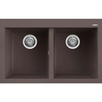 Elleci Quadra 350 LKQ35087 Lavello da Incasso Sopratop 2 Vasche Keratek Cocoa cm. 79 x 50