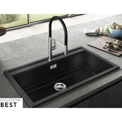 Elleci Best 130 LKB13087 Lavello da Incasso Sopratop Monovasca Keratek Cocoa cm. 79 x 51