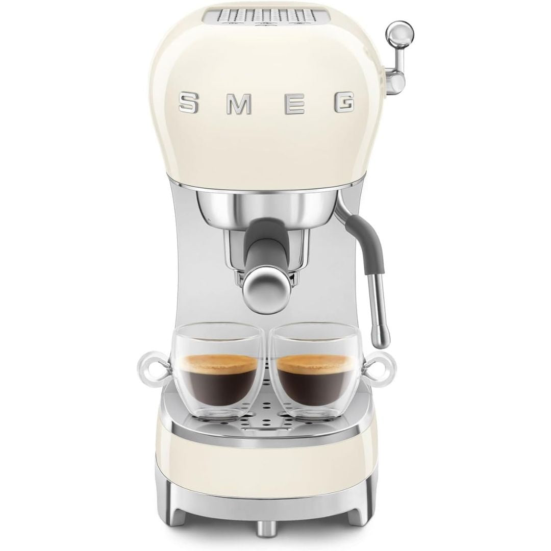 SMEG ECF02CREU Macchina Da Caffè Espresso Manuale 50's Style 1350W Panna