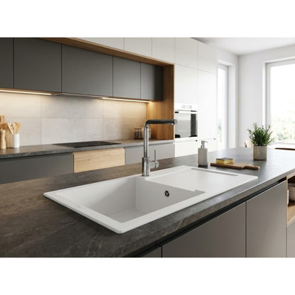 Elleci LGY29068 Lavello 1 Vasca Gocciolatoio Reversibile Incasso Sopratop Granitek mm. 780 x 435