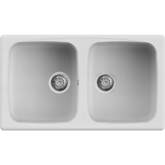 Elleci Master 450 LGM45068 Lavello 2 Vasche Incasso Sopratop Granitek Bianco Titano cm. 86x50