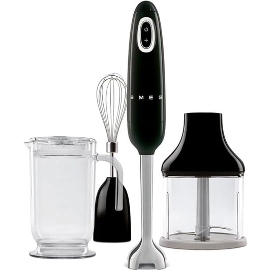 SMEG HBF03BLEU Frullatore a Immersione con Frusta Tritatutto Nero 700W