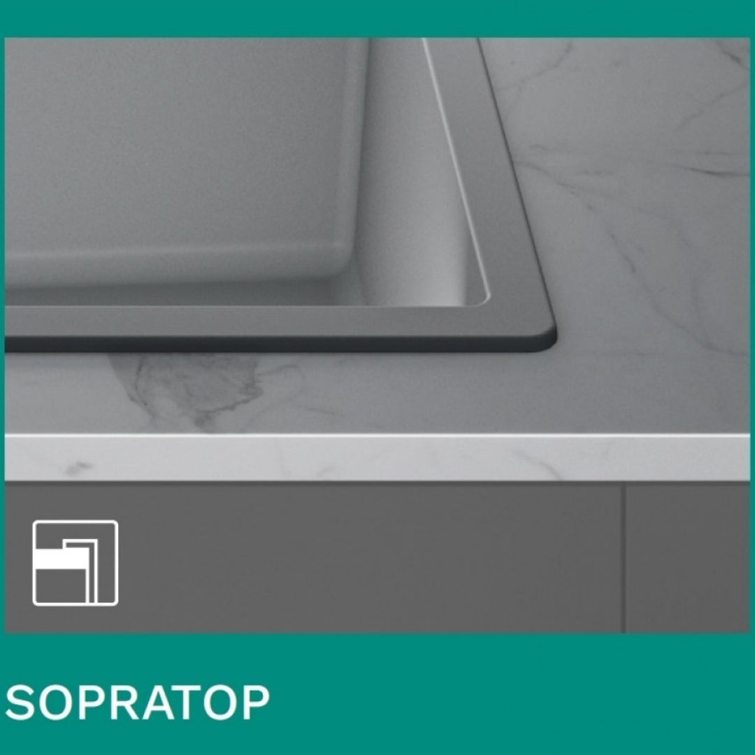 Elleci Unico 125 LGU12562 Lavello 1 Vasca con Gocciolatoio Reversibile Sopratop Granitek Bianco Antico cm. 65 x 50