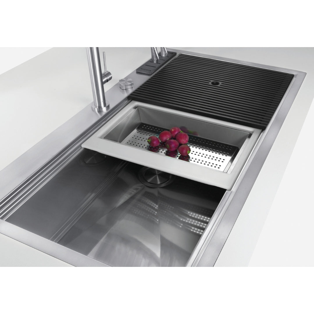 Foster Milano 1011050 Lavello Filotop Acciaio Inox Spazzolato 1 Vasca Diamantata cm. 52 x 56