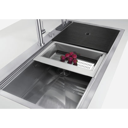 Foster Milano 1011050 Lavello Filotop Acciaio Inox Spazzolato 1 Vasca Diamantata cm. 52 x 56