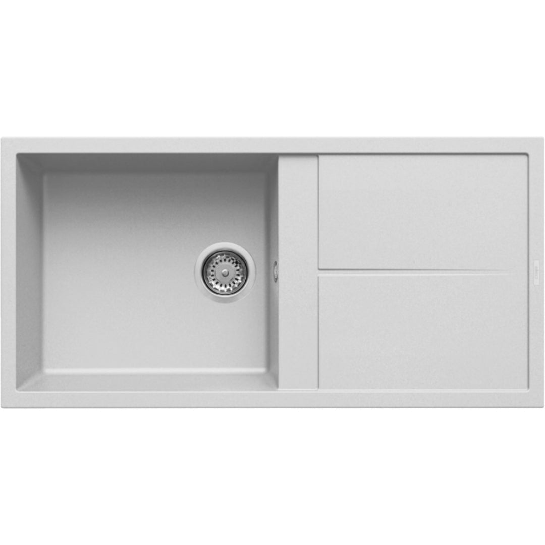 Elleci Unico 480 LGU48068 Lavello 1 Vasca con Gocciolatoio Reversibile Sopratop Granitek Bianco cm. 100 x 50
