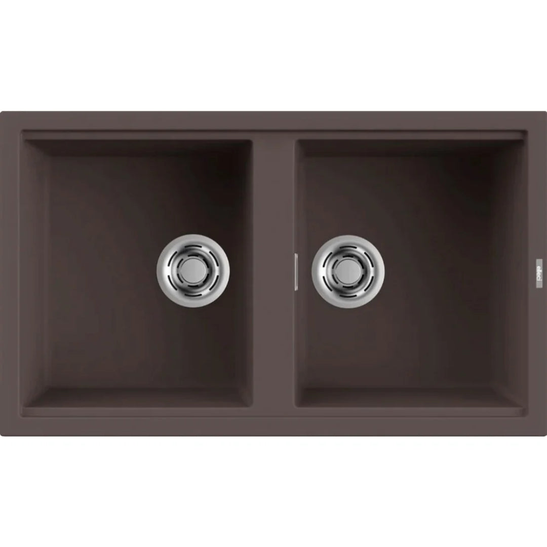 Elleci Best 450 LKB45087 Lavello 2 Vasche Incasso Sopratop Keratek Cocoa cm. 86 x 51