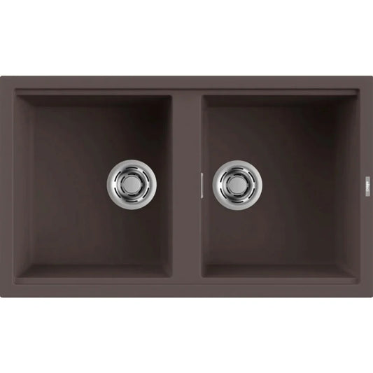 Elleci Best 450 LKB45087 Lavello 2 Vasche Incasso Sopratop Keratek Cocoa cm. 86 x 51
