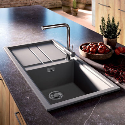 ELLECI BEST 480 LGB48051 Lavello 1 Vasca Sopratop con Gocciolatoio Reversibile Granitek Avena cm. 100 x 50