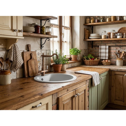 Elleci Ego Round LGEROU68 Lavello Tondo Incasso Sopratop Granitek Bianco Titano Diam. mm. 485