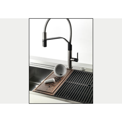Foster Milanello Workstation 1043052 Lavello da Incasso Sopratop/Filotop 1 Vasca con Gocciolatoio a Destra Acciaio Inox Spazzolato mm. 1175 x 520 mm