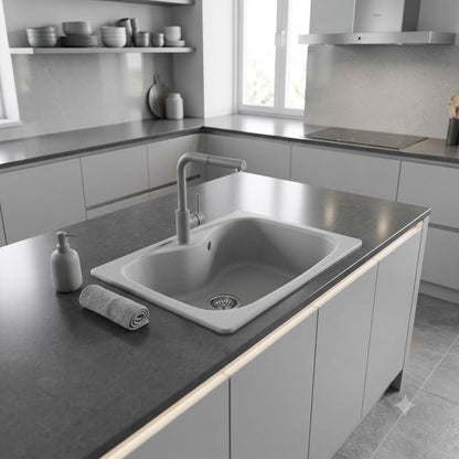Elleci Fox 200 LMF20079 Lavello Incasso Cucina 1 Vasca Aluminium Metaltek cm. 58 x 50