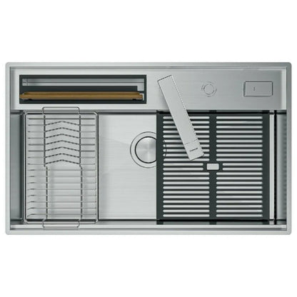 Foster 3780000 Galante Lavello Sottotop 1 Vasca Inox Spazzolato con Canalino cm. 86 x 52