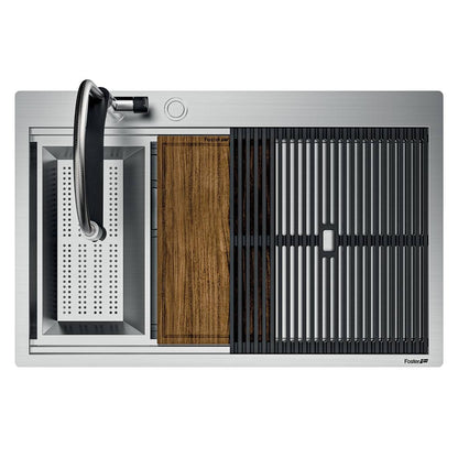 Foster Milanello Workstation 1034050 Lavello 1 Vasca Incasso Filotop Acciaio Inox Spazzolato mm. 806x520